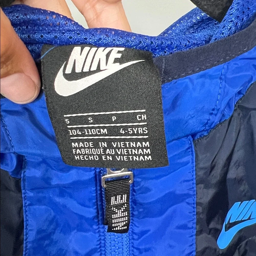 Nike Kids Navy Royal Blue‎ Pullover Hooded Windbreaker Jacket Boys 5 Lightweight